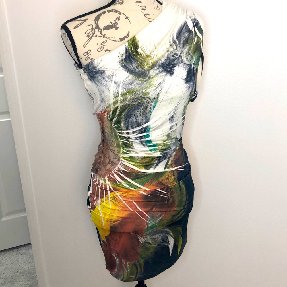 Women’s Papaya One Shoulder Dress Size Small (EUC)